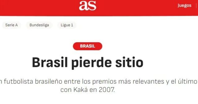 “Brasil perde terreno”: jornal espanhol destaca jejum na Bola de Ouro