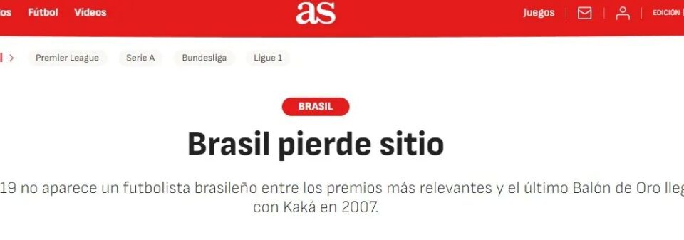 “Brasil perde terreno”: jornal espanhol destaca jejum na Bola de Ouro