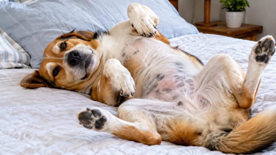 Seu cachorro dorme de barriga para cima? Entenda o que isso pode significar