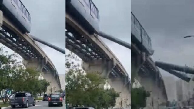 Trem do monotrilho atinge guindaste, que cai em avenida na zona leste de SP; assista